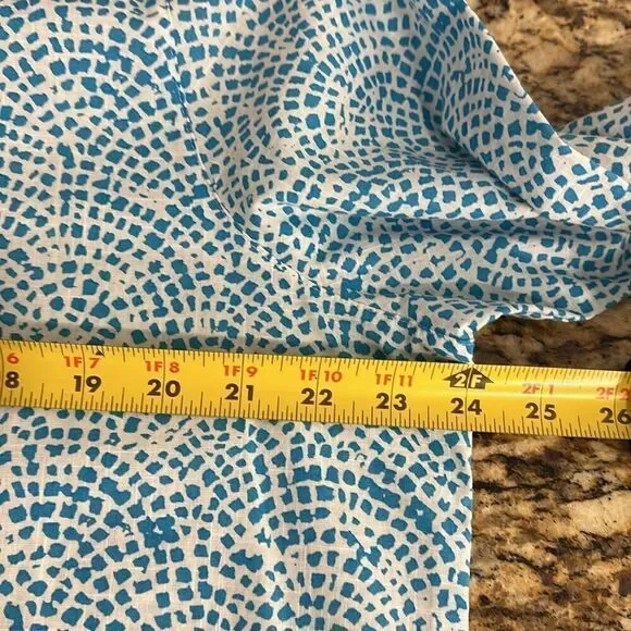 Foxcroft Border Trim Cotton Wrinkle Free Tunic Top In Lagoon Multi Size 18 - Picture 8 of 9